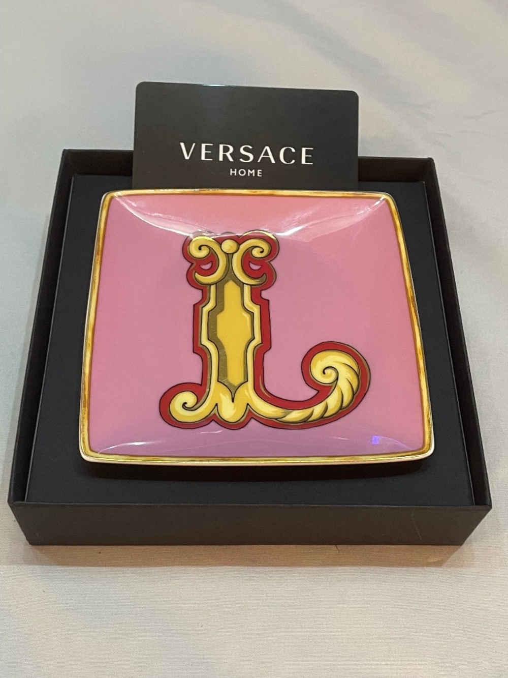 Versace Rosenthal Alphabet L Small Square Plate 12cm